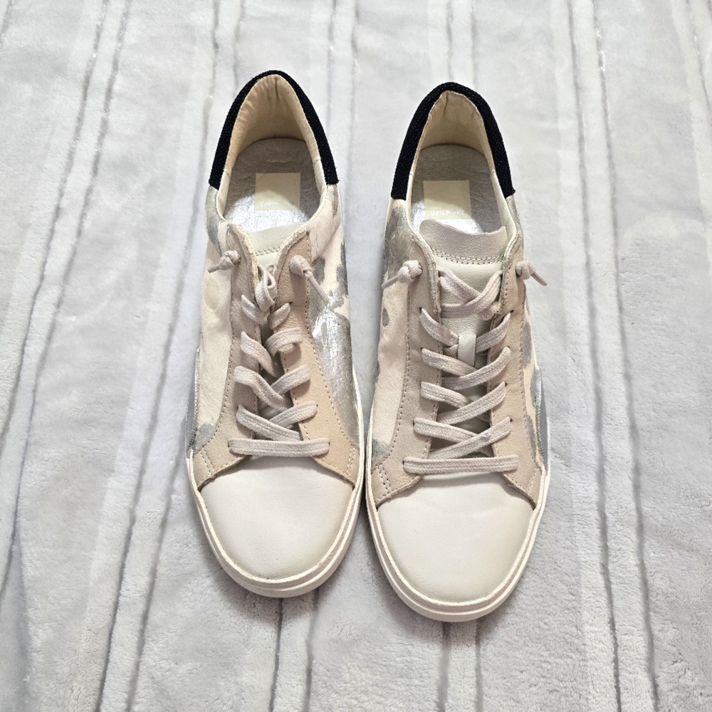 Dolce Vita Women's Calf hair Zina Sneaker Cream and Silver Sneakers size 9.5